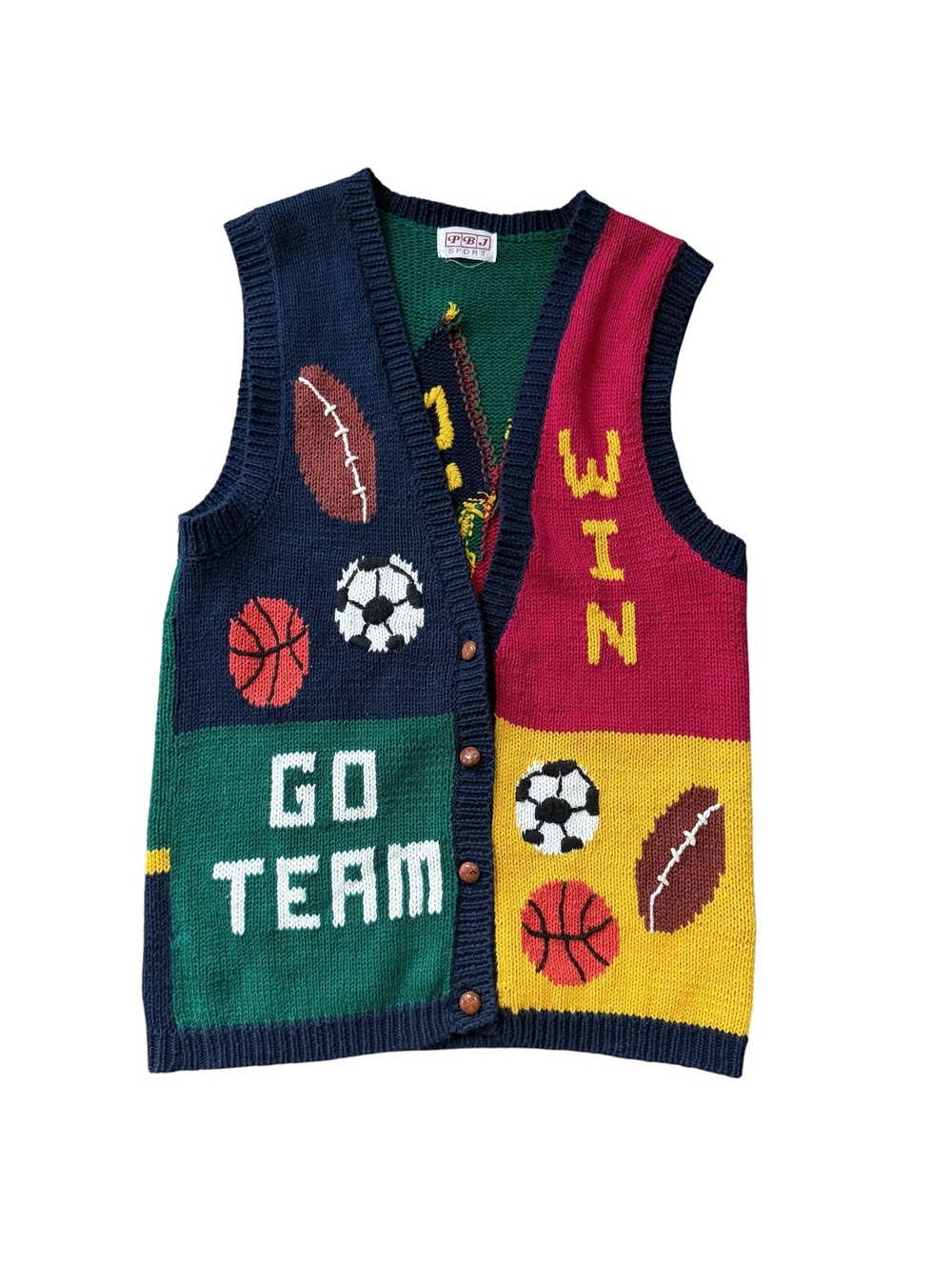 Vintage PBJ Sport Colorblock Knit Vest | Sports Theme